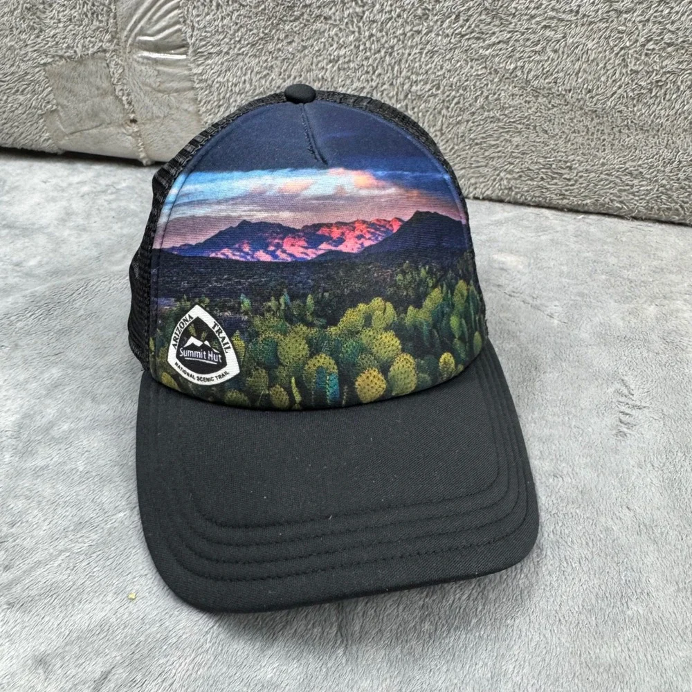 The North Face Trucker Hat Mens OS Black Arizona Trail Summit Hut Mesh Snapback‎
